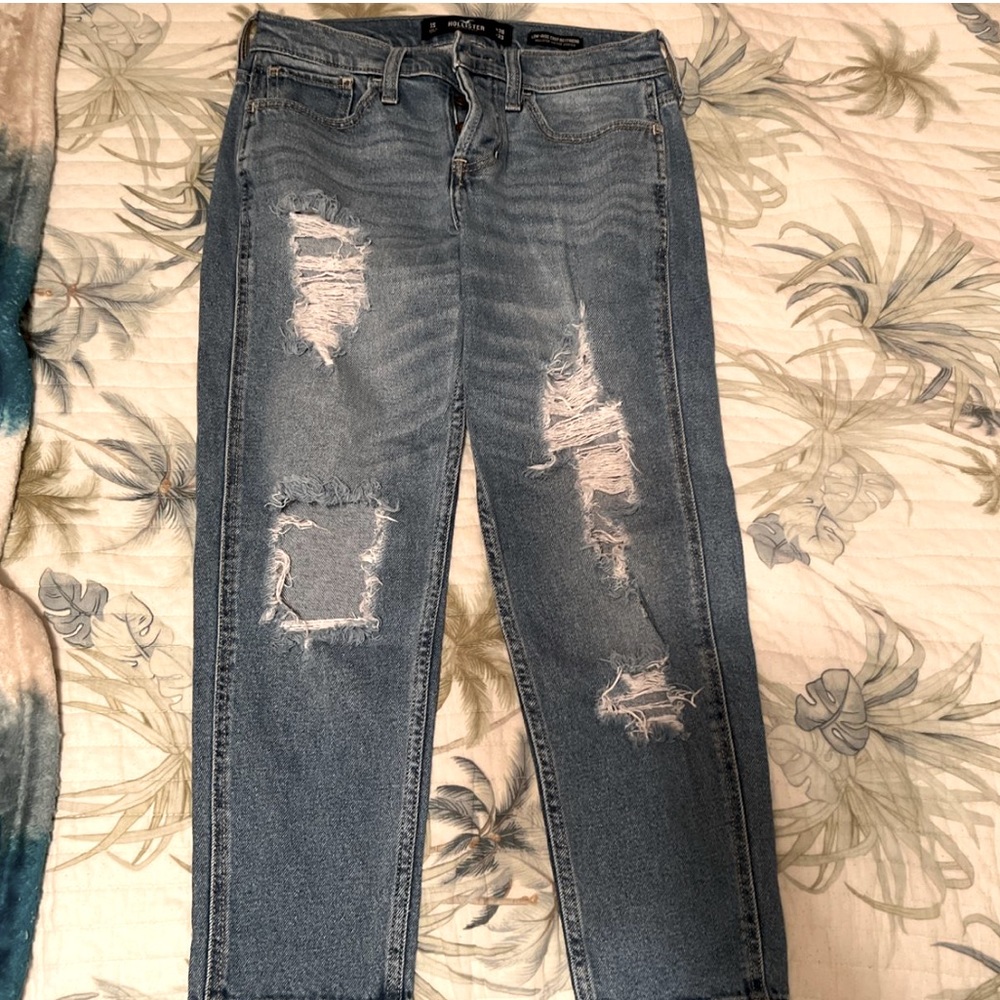 Medium Wash Distressed Low Rise Jeans